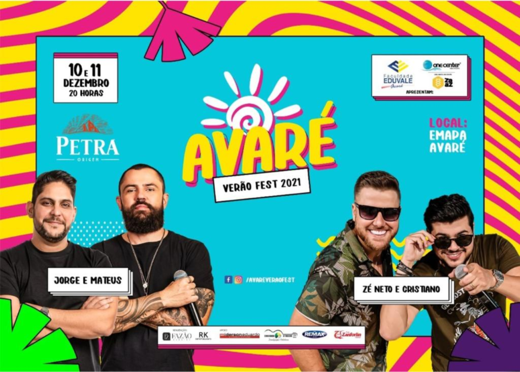 Verão Fest 2021                                        Jorge e Mateus e Zé Neto e Cristiano são as grandes atrações do Avaré