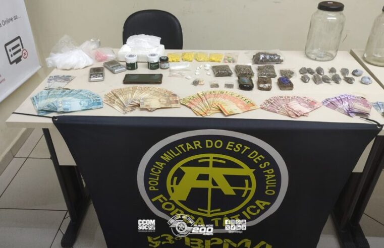 Polícia Militar de Avaré prende jovem por tráfico  com uma vasta variedade de drogas