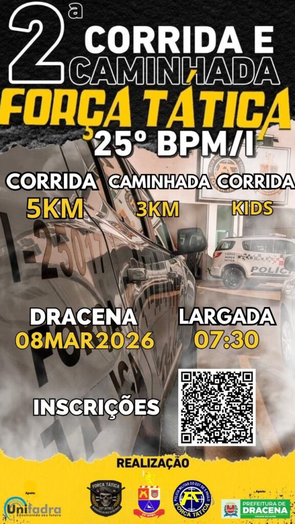 2ª Corrida e Caminhada da Força Tática do 25º BPM/I: esporte, solidariedade e aproximação com a comunidade em Dracena